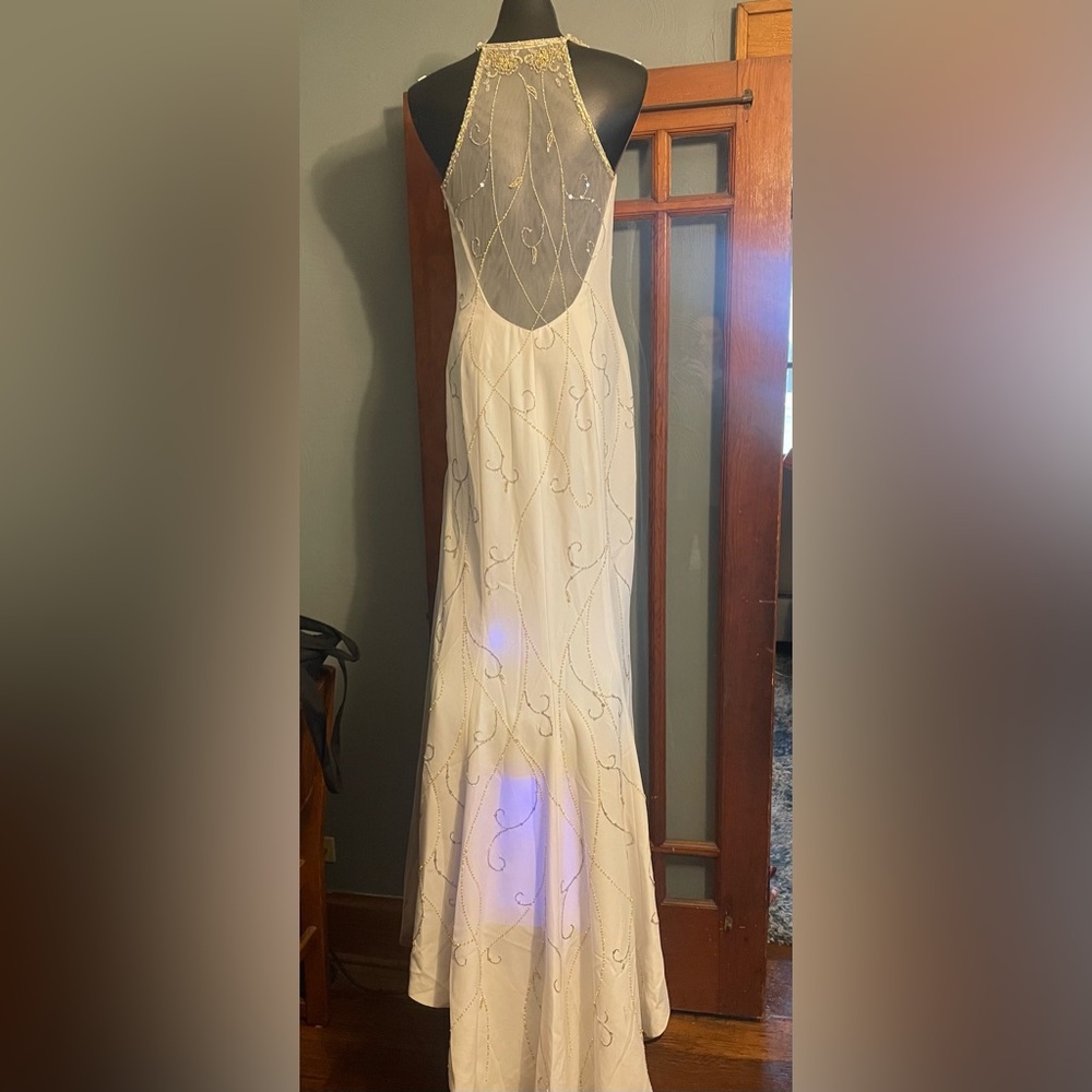 Chic White Maxi Dress with Beaded Details